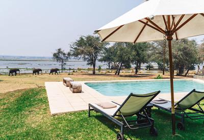 Views of the swimming pool and Zambezi Valley