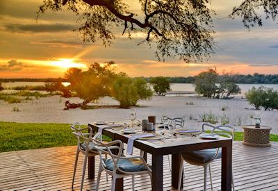 Dining on the banks of the Zambezi River