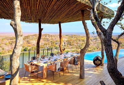 Outdoor dining and swimming pool