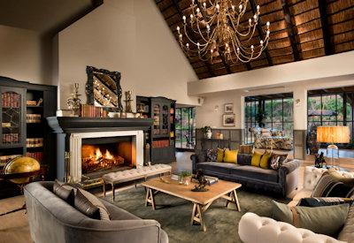 luxurious thatched lounge area