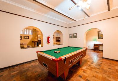 Family oriented travelers with pool table