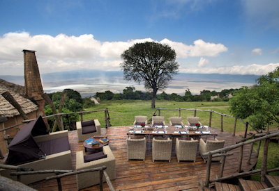andBeyond Ngorongoro Crater Lodge outdoor dining crater views lunch banquet floor Tanzania