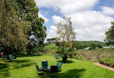 Arusha Serena Hotel tropical grounds Lake Duluti lush bougainvillea banana stems Tanzania