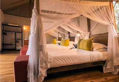 Sayari Camp family suite two en-suite bedrooms shared lounge deck Serengeti Tanzania