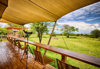Sayari Camp viewing deck Lamai Wedge Mara River crossings wildebeest Tanzania