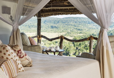 Beho Beho Camp beautifully appointed banda Zanzibari day bed open verandah Tanzania