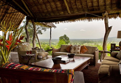Beho Beho Camp open-fronted central guest area lounge billiards room herb garden Tanzania