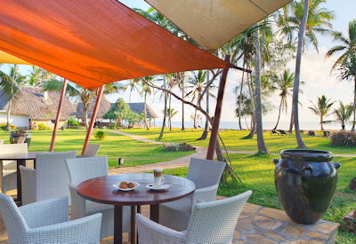 Bluebay Beach Resort Makuti Restaurant pool deck Indian Ocean views Kiwengwa Zanzibar