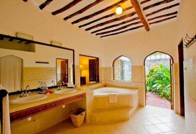 Bluebay Beach Resort large en-suite bathroom Kiwengwa Beach Zanzibar Tanzania