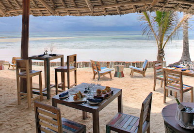 Bluebay Beach Resort beach bar Indian Ocean shoreline cocktails Kiwengwa Zanzibar