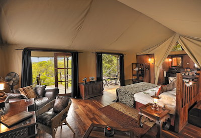 Serengeti Migration Camp luxurious tented suite dressing room en-suite Tanzania