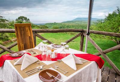 Escarpment Luxury Lodge private deck lounge area Rift Valley Lake Manyara views Tanzania