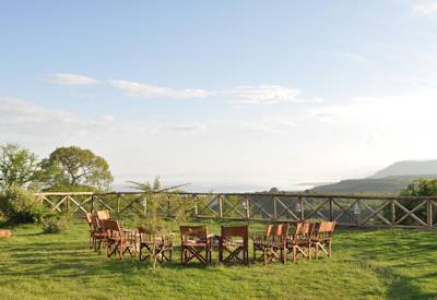 Escarpment Luxury Lodge escarpment bar area two-level lounge Lake Manyara Tanzania