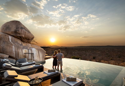 Jabali Ridge sundowner drinks ridge top Ruaha National Park Tanzania