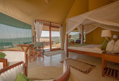 Karatu Simba Lodge large suite handmade African hardwood furniture en-suite Tanzania