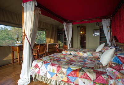 Kirawira Serena Camp classic Edwardian bedroom twin marble basins en-suite Tanzania
