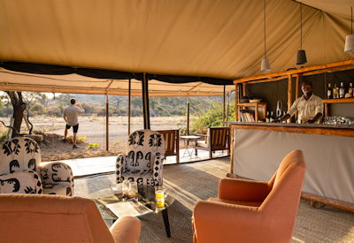 Kwihala Camp tented lounge bar library social heart camp Ruaha National Park Tanzania