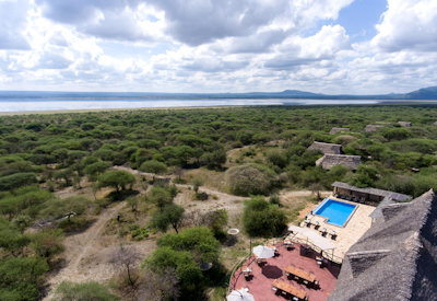 Lake Burunge Tented Camp Lake Burunge panoramic views Mt Meru clear day Tanzania