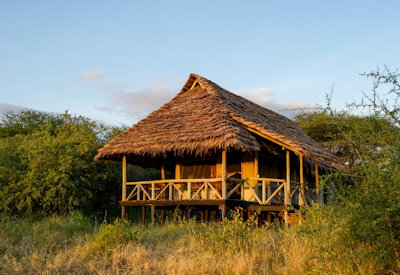 Lake Burunge Tented Camp thatched roofing bungalow suite wooden platform Tanzania