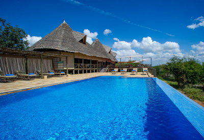 Lake Burunge Tented Camp sun loungers terrace Mbugwe tribe village visit Tarangire Tanzania