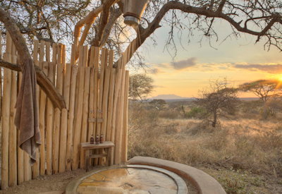 Little Oliver's Camp private outdoor shower indoor shower en-suite Tarangire Tanzania