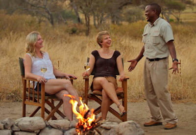 Little Oliver's Camp outdoor firepit evenings five-suite exclusive Tarangire Tanzania