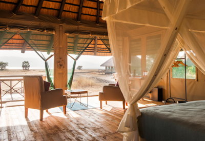 Maramboi Tented Camp thatched suite views Lake Manyara Rift Valley Tanzania