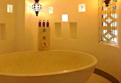 Matemwe Lodge freestanding bathtub walk-in shower two private plunge pool chalets Zanzibar