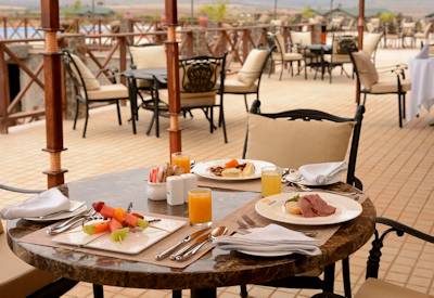 Ngorongoro Oldeani Mountain Lodge main dining deck table d'hote Oldeani Mountain Tanzania