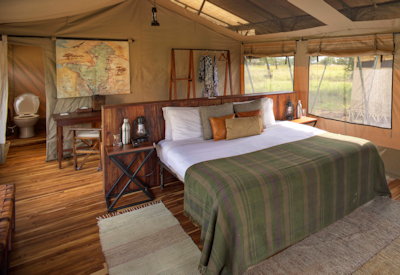 Olakira Migration Camp luxury en-suite bucket shower flushing toilet Tanzania