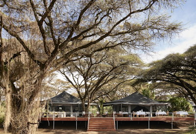Sanctuary Ngorongoro Crater Camp tented central guest area three communal tents Tanzania