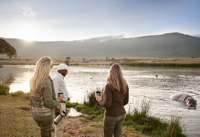 Sanctuary Ngorongoro Crater Camp crater floor game drives picnic lunch Maasai village Tanzania
