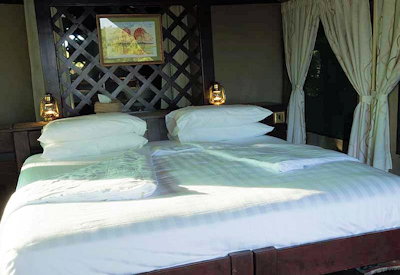Selous Impala Camp large spacious tented suite raised deck Rufiji River views Tanzania