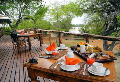 Selous Impala Camp outdoor dining Italian espresso Tanzanian coffee Selous Tanzania
