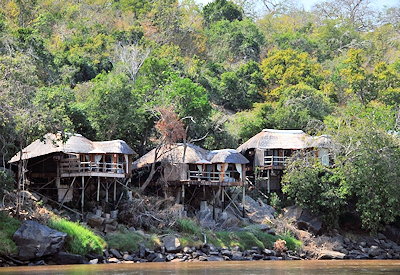 Mivumo River Lodge raised bedroom Rufiji River banks Selous Game Reserve Tanzania
