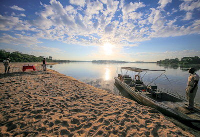 Game drives walking safaris boat cruises sundowners Mivumo River Lodge Selous Tanzania