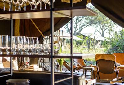 Singita Explorer Tented Camp central lounge dining area Grumeti Reserve Tanzania