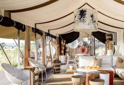 Singita Mara River Tented Camp dining area Mara River views Lamai Tanzania
