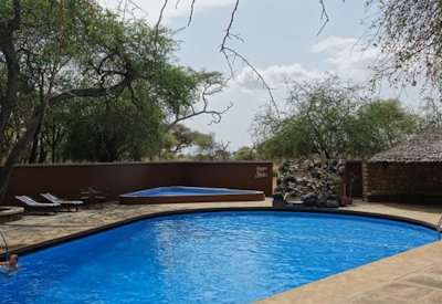 Tarangire Safari Lodge swimming pool sun loungers splash pool children Tarangire Tanzania