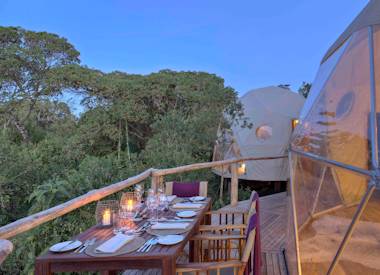 The Highlands Ngorongoro outdoor dining deck crater Karatu local produce Tanzania