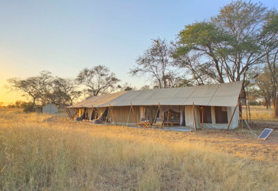 Ubuntu Migration Camp large tented safari suite king bed Serengeti plains Tanzania