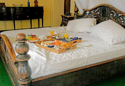 Zanzibar Palace Hotel romantic breakfast in bed boutique Stone Town Tanzania