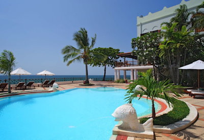 Zanzibar Serena Hotel famed swimming pool sun loungers ocean views Tanzania