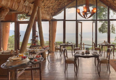andBeyond Ngorongoro Crater Lodge chandelier bath crater rim Ngorongoro Fly In Express
