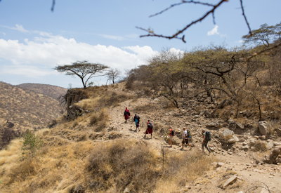 Ngare Sero gorge waterfall hike hominid footprints 100000 years Lake Natron Tanzania