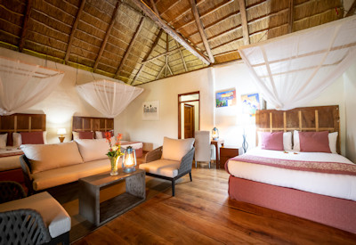 Crater Safari Lodge family chalet interleading rooms double single beds Kibale Uganda