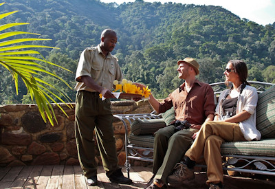 Engagi Lodge morning tea private verandah forest canopy views Bwindi Uganda