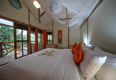 Gorilla Safari Lodge bedroom wooden balcony jungle landscape views Uganda