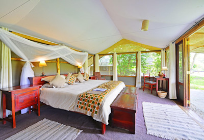 Ishasha Wilderness Camp tented suite mosquito net solar lighting Ntungwe Uganda