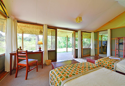 Ishasha Wilderness Camp spacious tented suite panoramic riverbank views Uganda